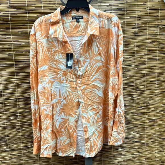 Inc International Concepts Men's Andy Abstract Palm Print Long-Sleeve Shirt, Cre - Picture 2 of 3